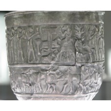 Silver goblet with ritual procession of masqued men